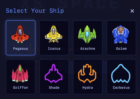 XS Space Ship Selection